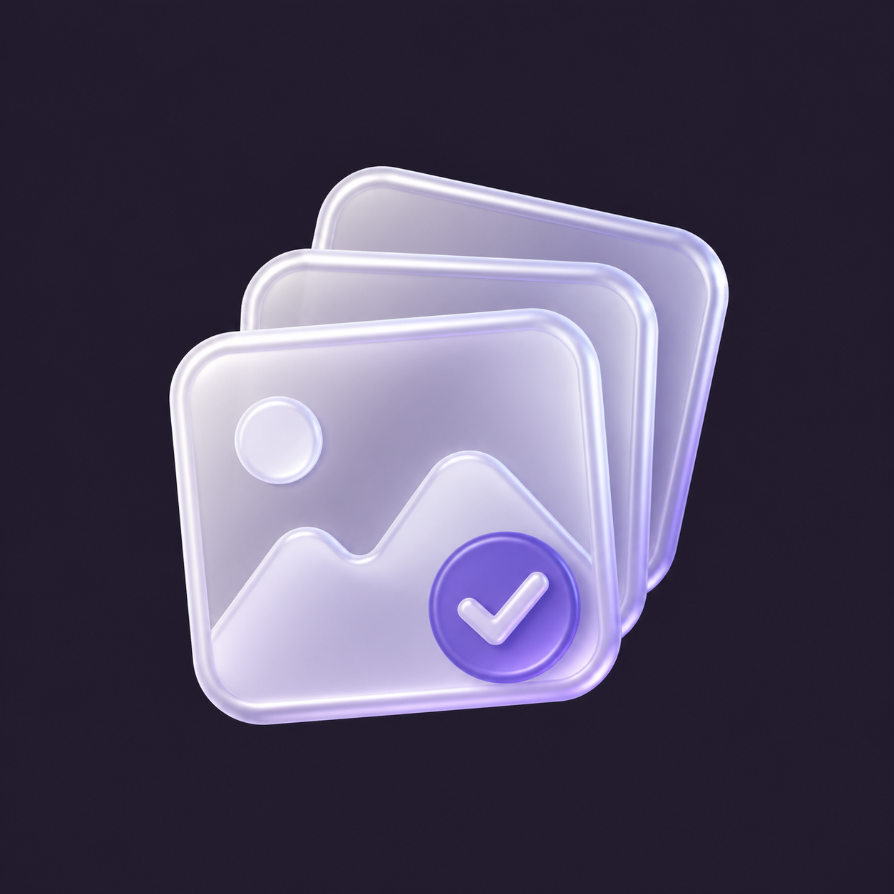 3D icon showing selected photos