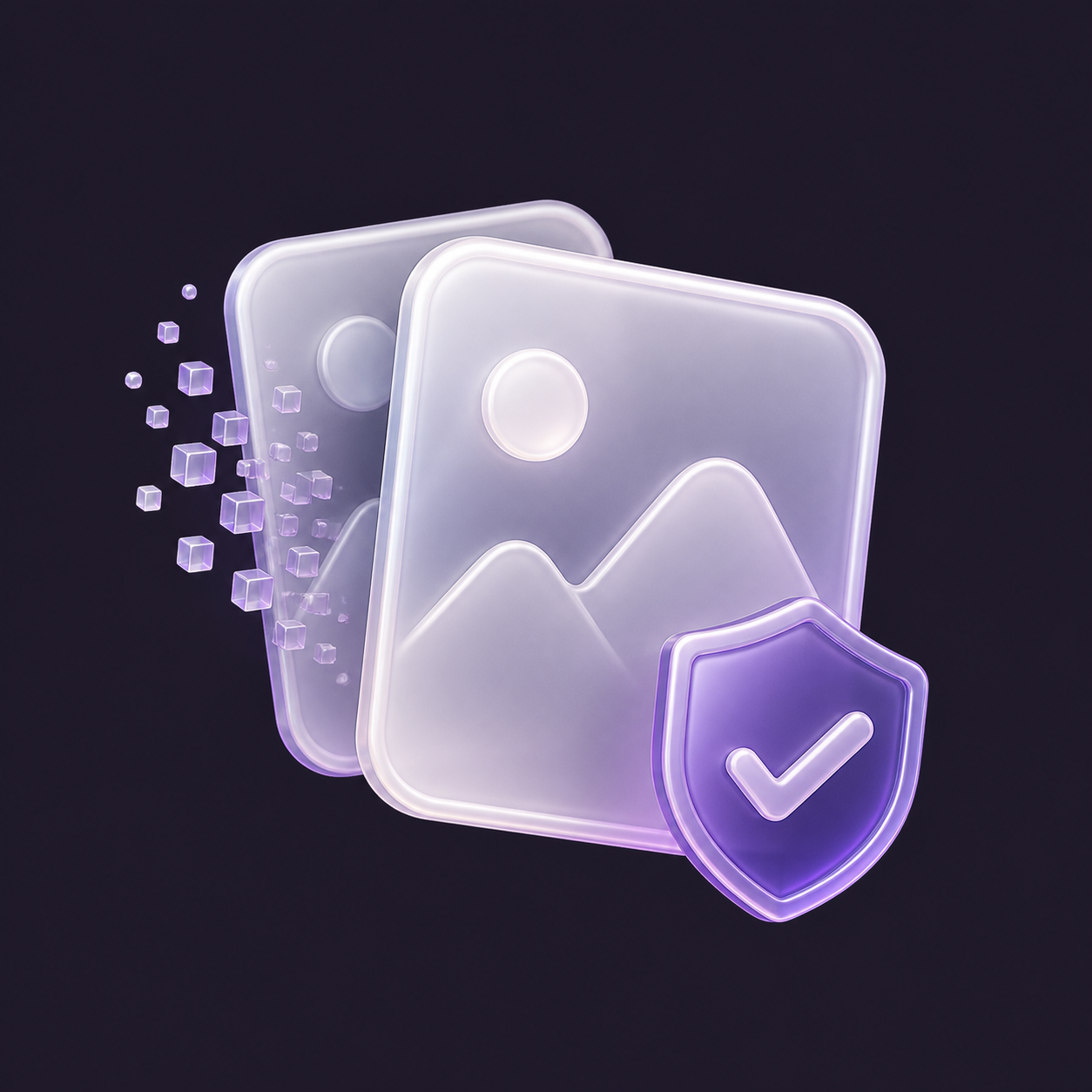 3D icon showing a protected photo copy
