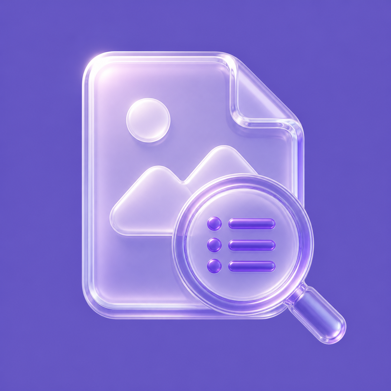 3D icon showing metadata inspection